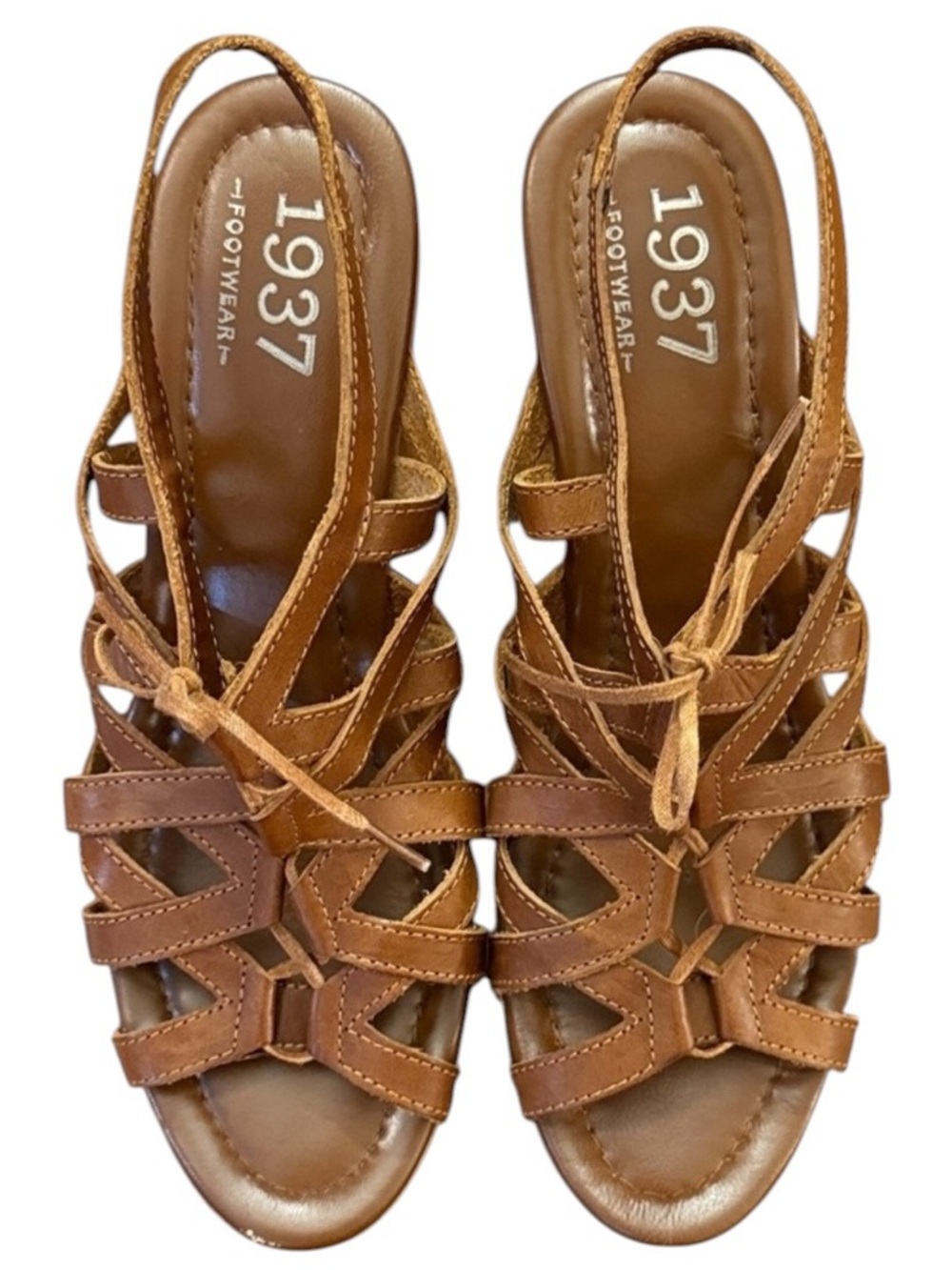 Madewell 1937 Italian Leather Cage Strappy Gladiator Sandal Wood Heel Boho 10 - Picture 2 of 14